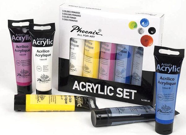 Akrilna boja Phoenix  set Primarnih boja 5 x 100 ml  TOTALNA RASPRODAJA !