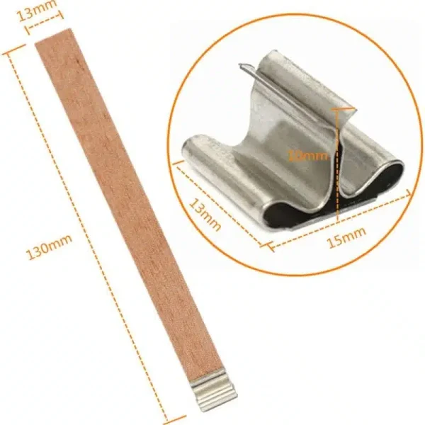 Drveni fitilj 130x13mm sa metalnim držačem kom.