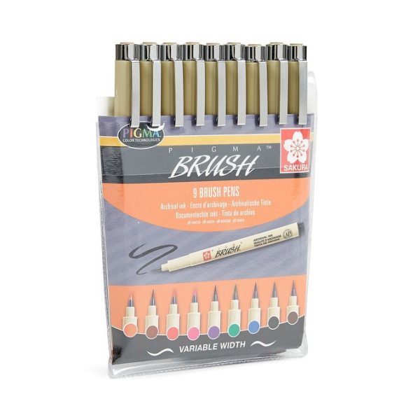 MARKER KIST ZA FINO CRTANJE NA BAZI VODE SAKURA PIGMA BRUSH SET 9 kom.